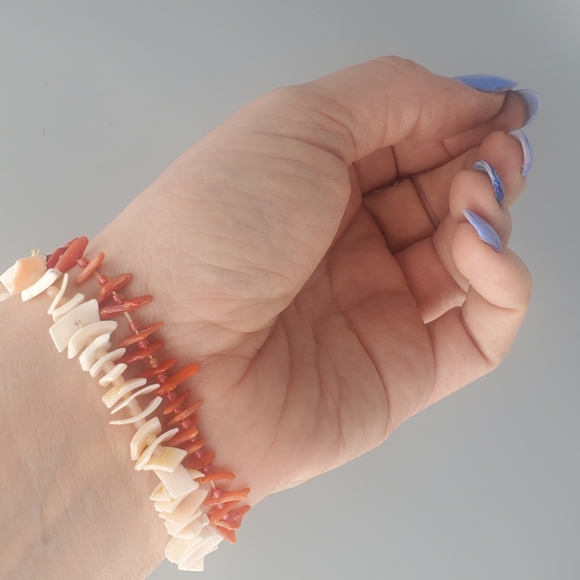 Shells and Coral Beaded Bracelet and Ring Set - Picture 11 of 11